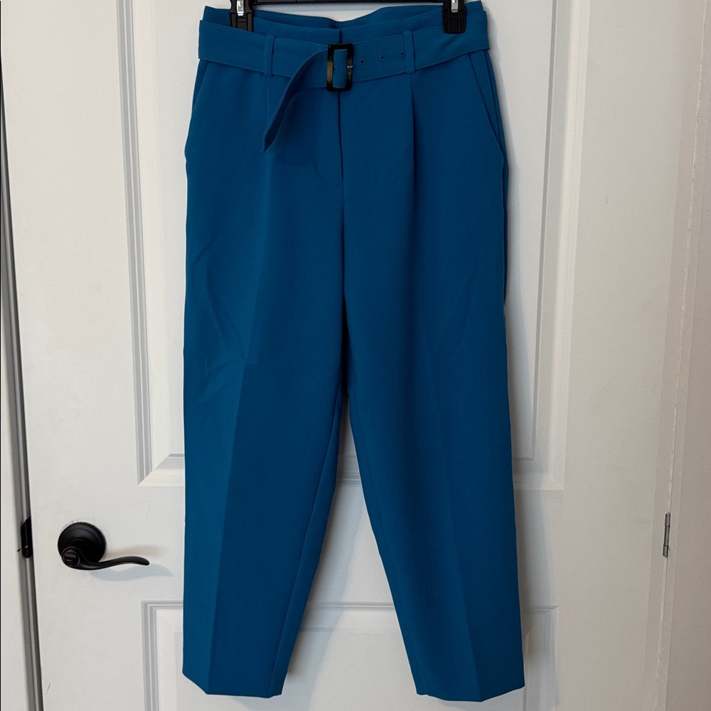 Ann Taylor Santorini Blue Belted Taper Pant Sz 2P (4) Like new!!